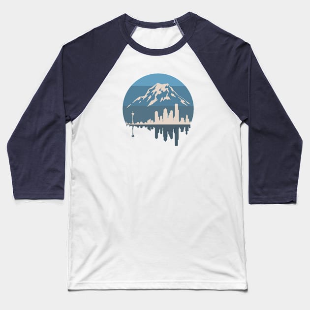 Seattle - Mount Rainier Baseball T-Shirt by Tanimator